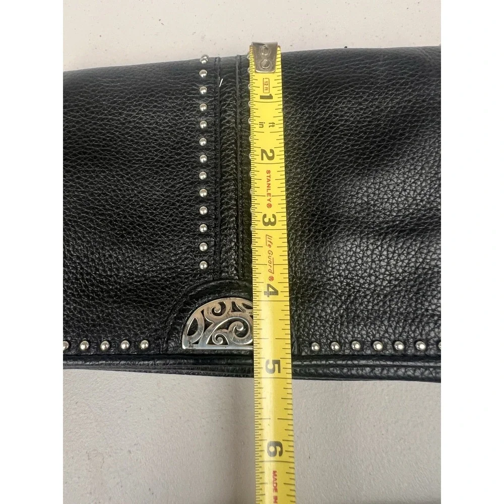 Brighton Pretty Tough Organizer Bag Black Leather Studded Bag Detachable Strap